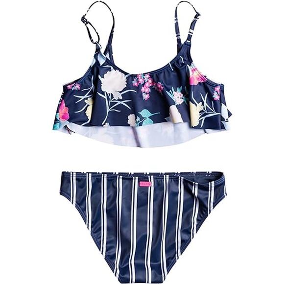 Roxy Girls Flowers Addict Flutter Bikini Swimsuit Set Size 7 NWT - Picture 2 of 7